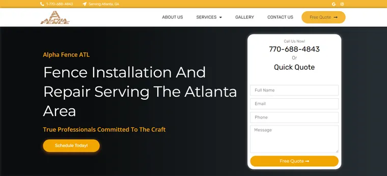 Alpha Fence website homepage