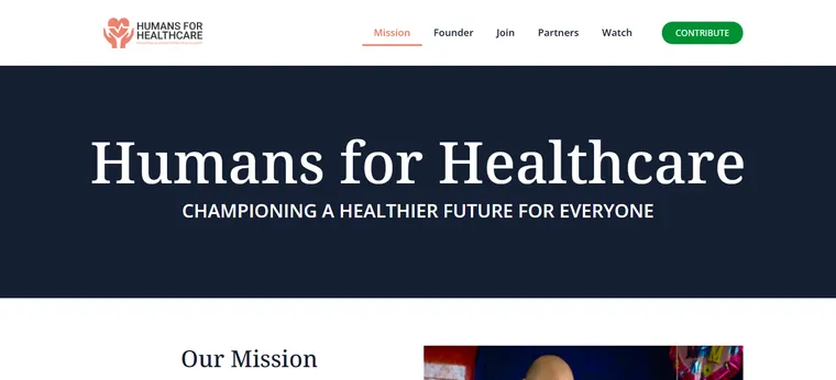 Humans for Healthcare (H4-H) website homepage